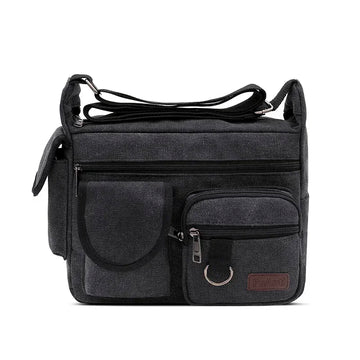 Xajzpa New Canvas Messenger Bag for Men Vintage Water Resistant Waxed Crossbody Bags Briefcase Padded Shoulder Bag for Male Handbag